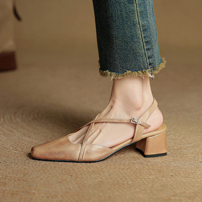 Clover | Women's Vintage Low Block Heel Sandals