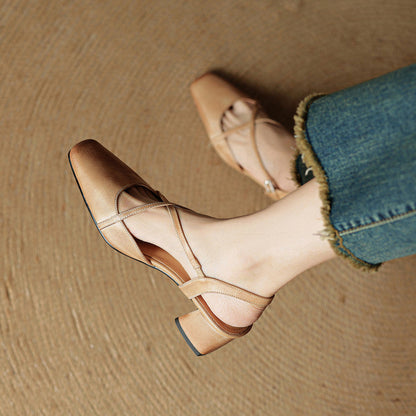 Clover | Women's Vintage Low Block Heel Sandals