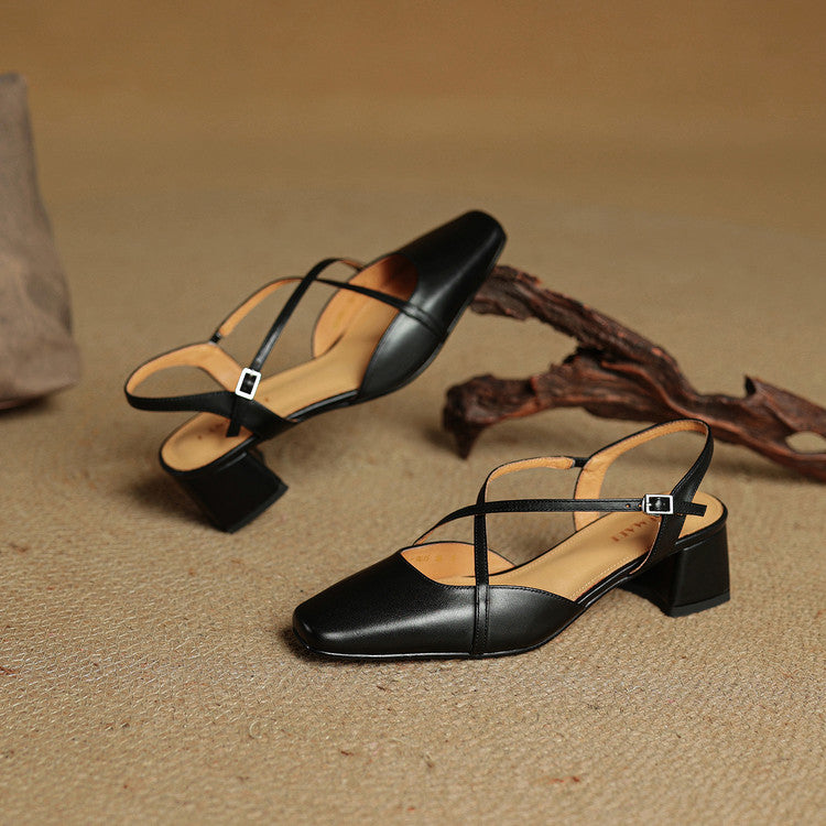 Clover | Women's Vintage Low Block Heel Sandals