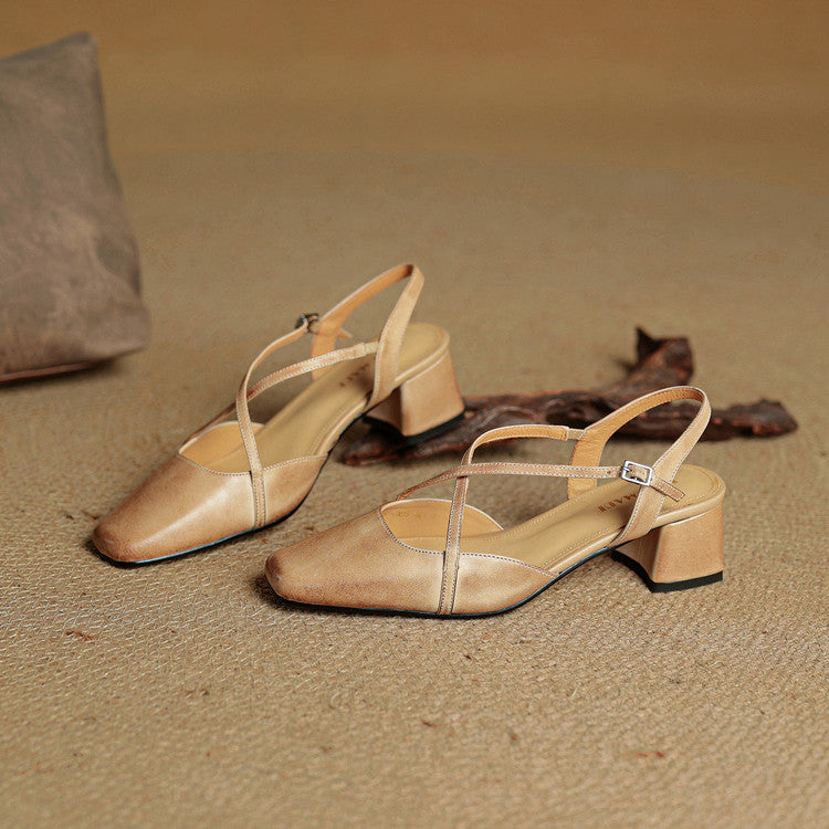 Clover | Women's Vintage Low Block Heel Sandals