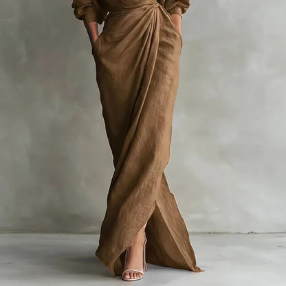Genevieve | Women's Elegant Wrap V-Neck Maxi Dress