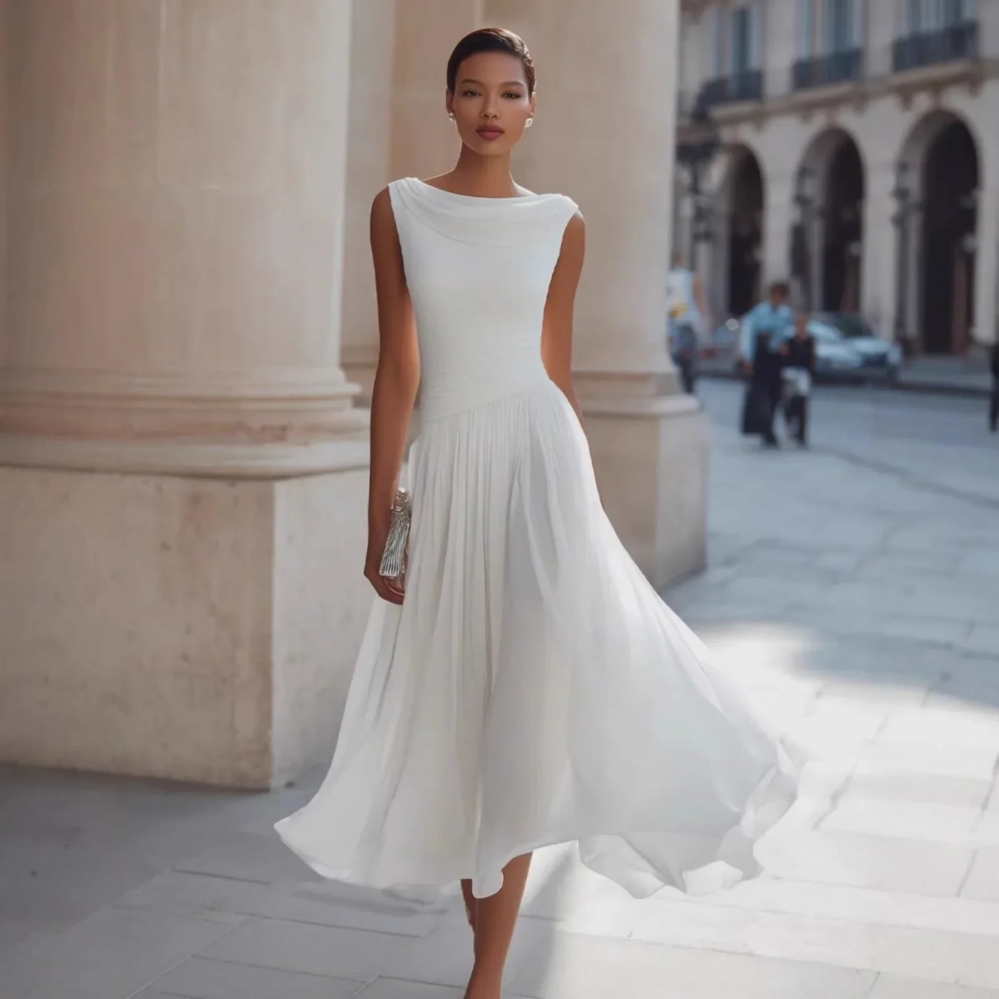 Hilda | Women's Elegant Pleated Midi Dress