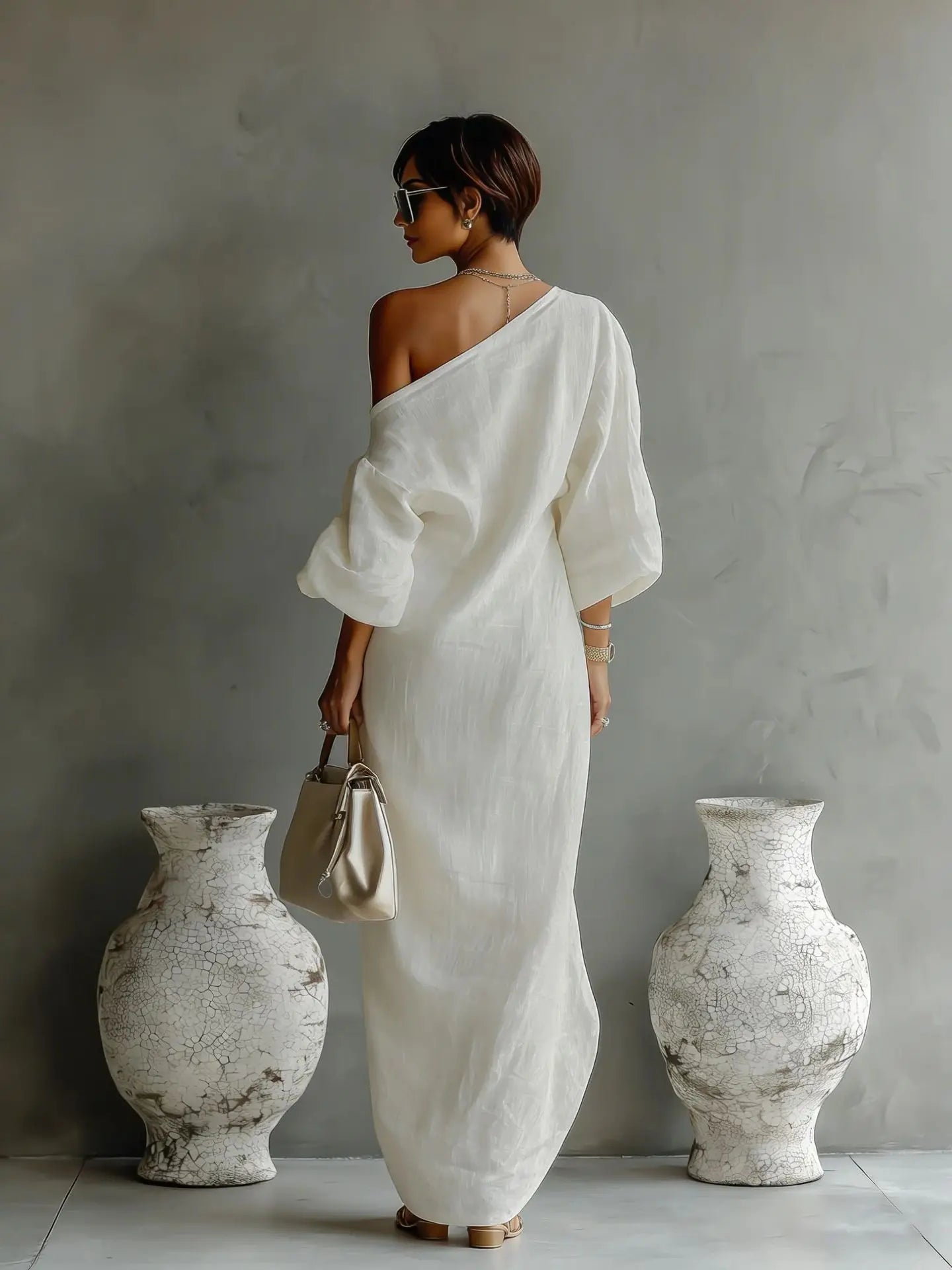 Britta | Women's Summer Linen One Shoulder Dress