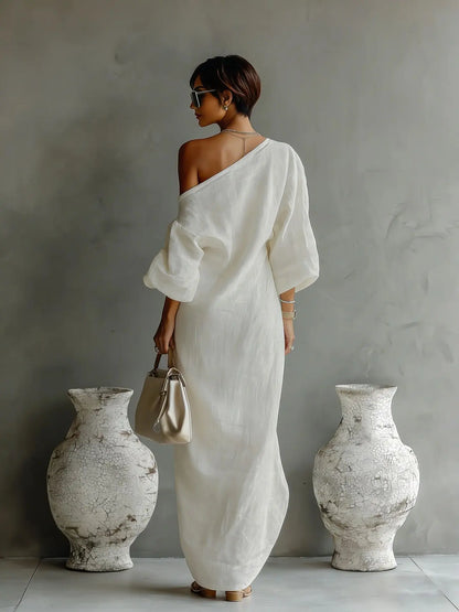 Britta | Women's Summer Linen One Shoulder Dress