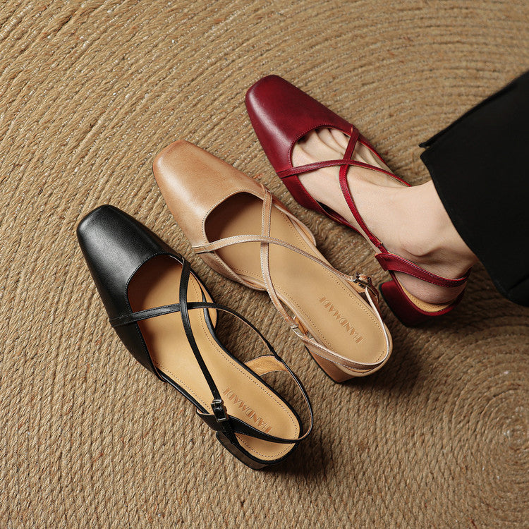 Clover | Women's Vintage Low Block Heel Sandals