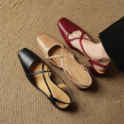 Clover | Women's Vintage Low Block Heel Sandals