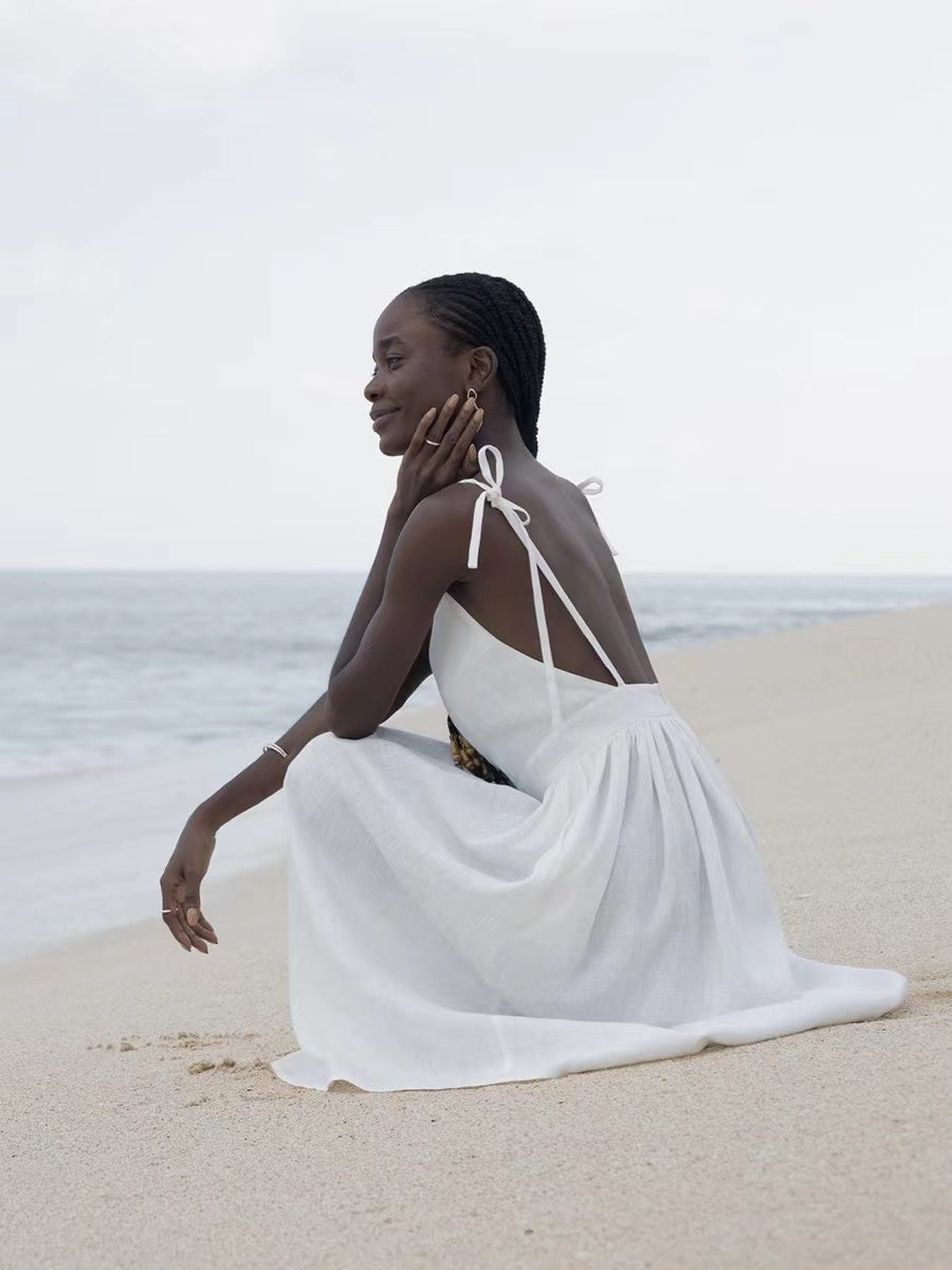 Katherine  | Women's Linen Holiday Spaghettistraps Dress