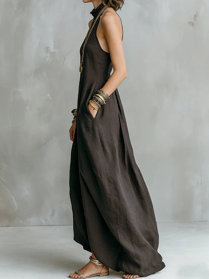 Heidi | Women's Halterneck Linen Maxi Dress