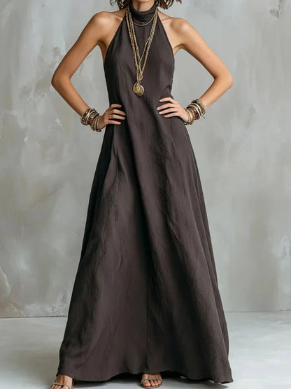 Heidi | Women's Halterneck Linen Maxi Dress