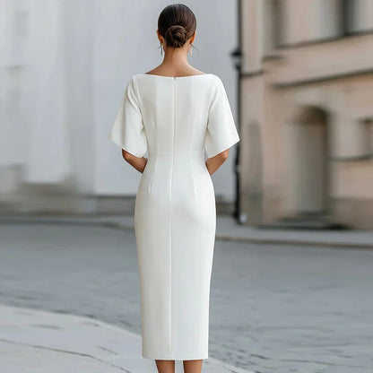 Alice | Women's Formal Round Neck Midi Dress