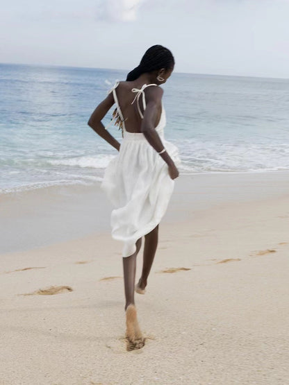 Katherine  | Women's Linen Holiday Spaghettistraps Dress