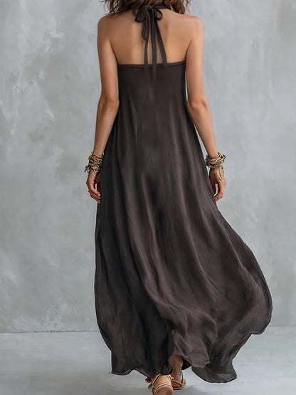 Heidi | Women's Halterneck Linen Maxi Dress
