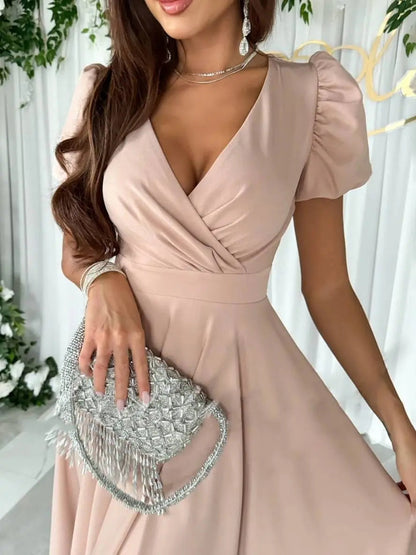 Penelope | Women's Elegant V-Neck Midi Dress