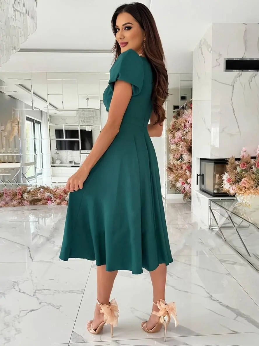 Penelope | Women's Elegant V-Neck Midi Dress