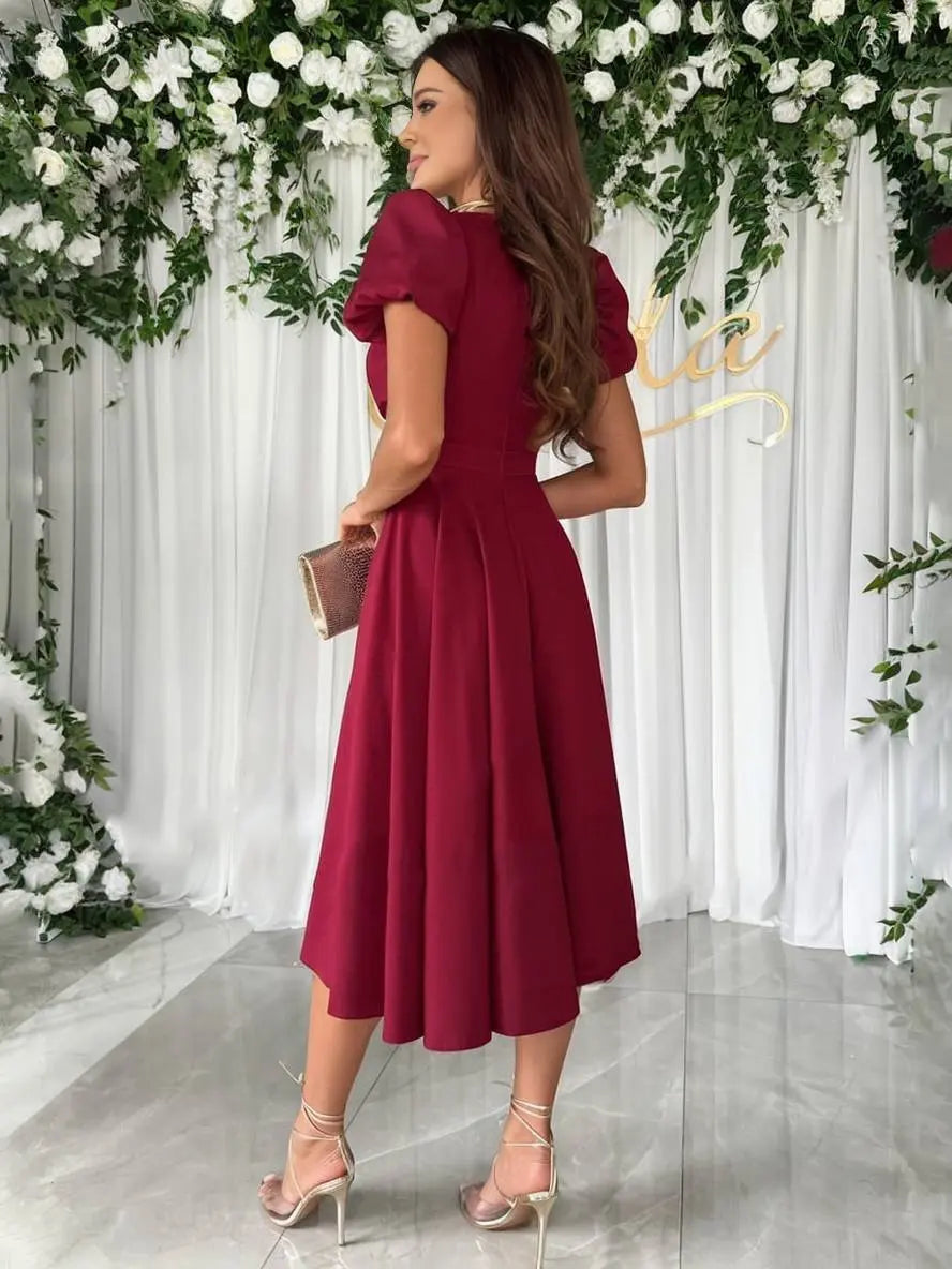 Penelope | Women's Elegant V-Neck Midi Dress