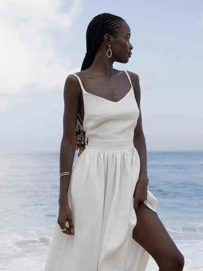 Katherine  | Women's Linen Holiday Spaghettistraps Dress