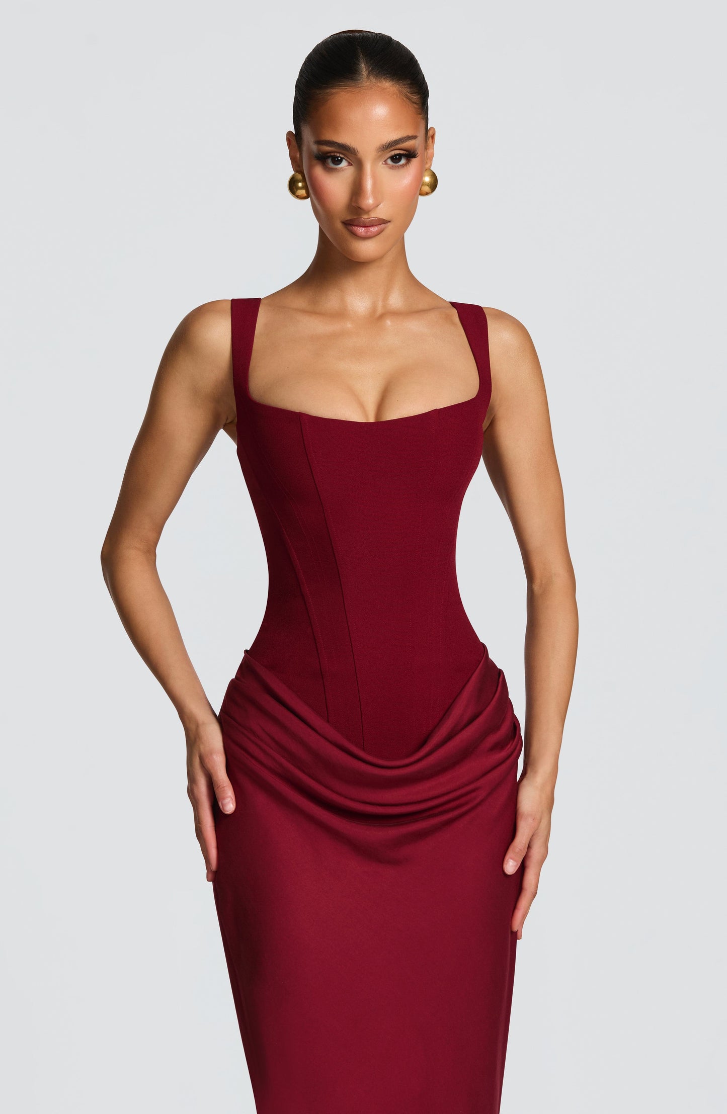 Zinnia | Women's Elegant Draped Square Neck Dress