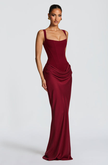 Zinnia | Women's Elegant Draped Square Neck Dress