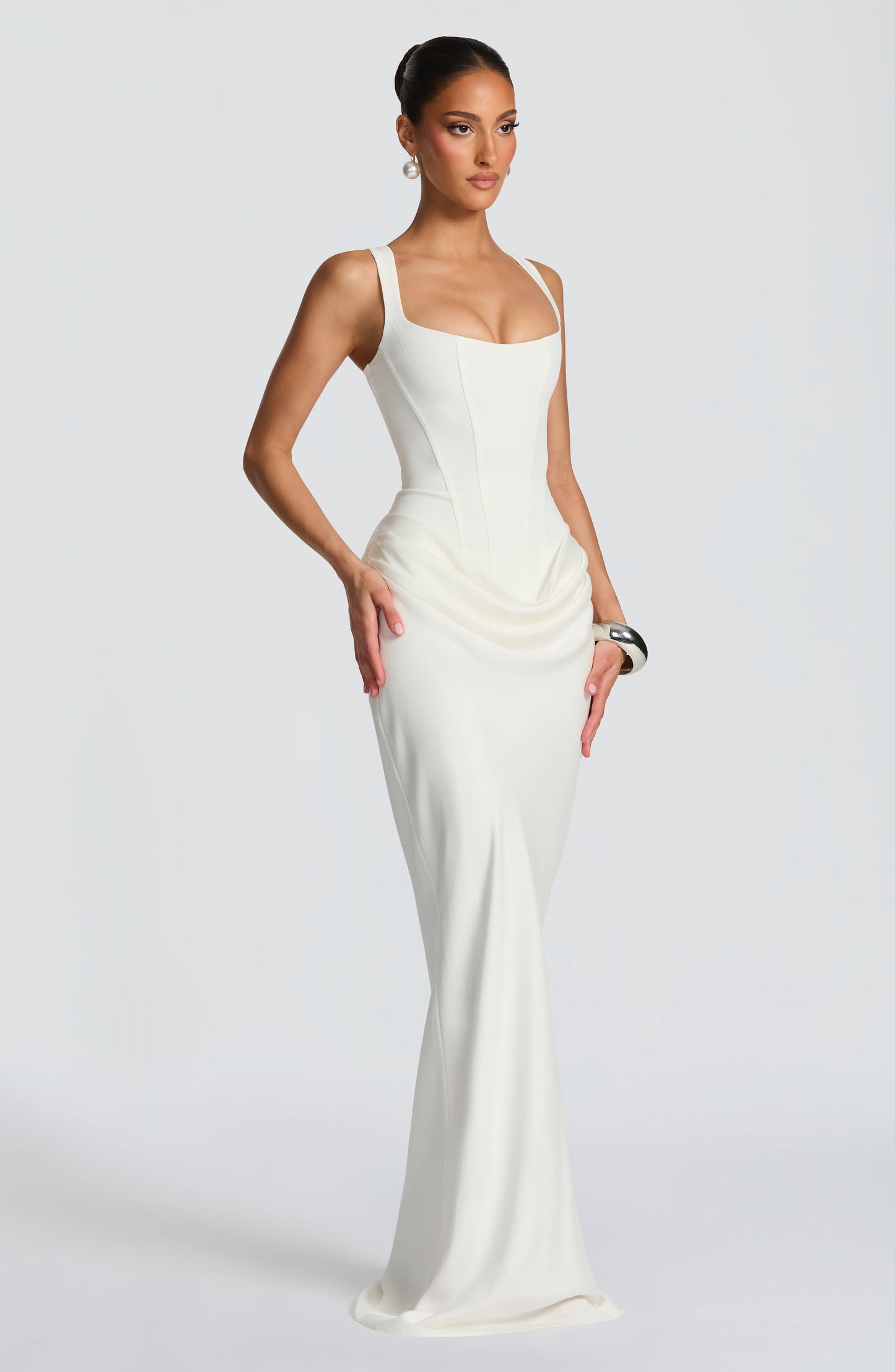 Zinnia | Women's Elegant Draped Square Neck Dress