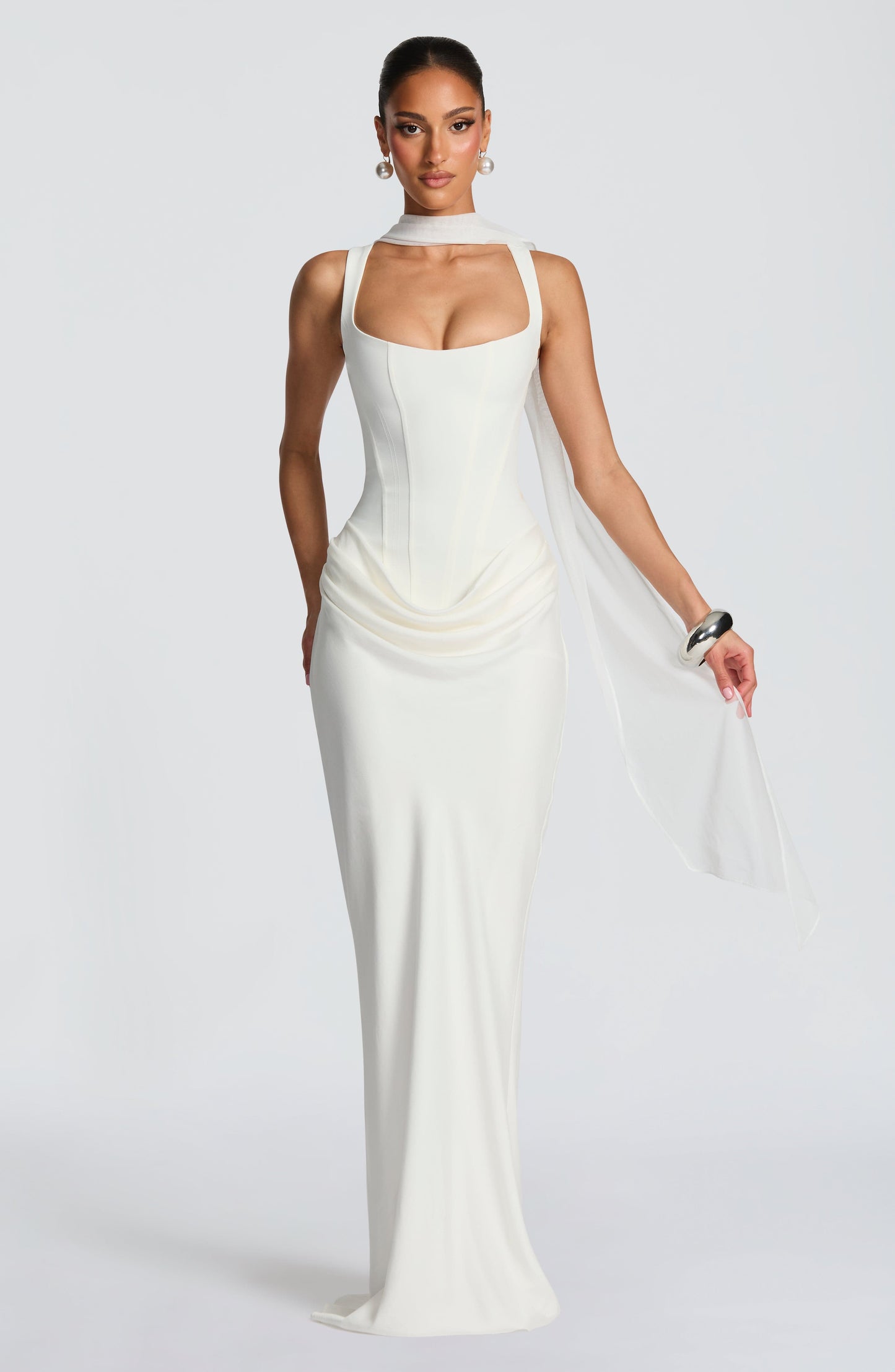 Zinnia | Women's Elegant Draped Square Neck Dress