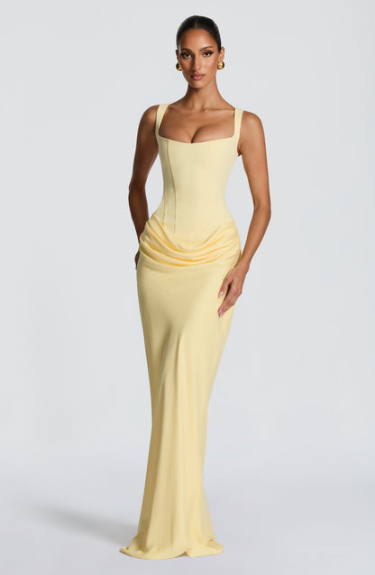 Zinnia | Women's Elegant Draped Square Neck Dress