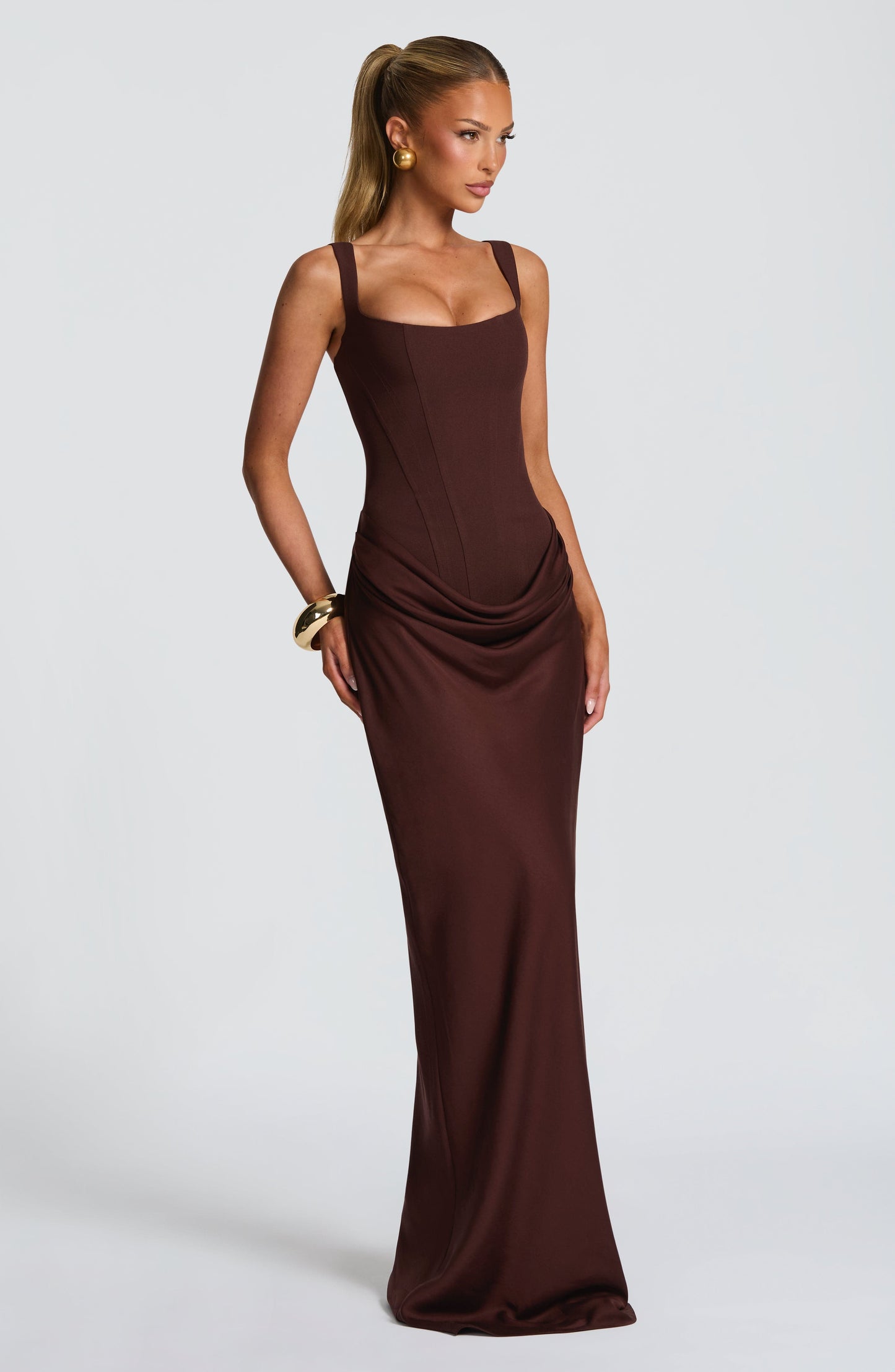 Zinnia | Women's Elegant Draped Square Neck Dress