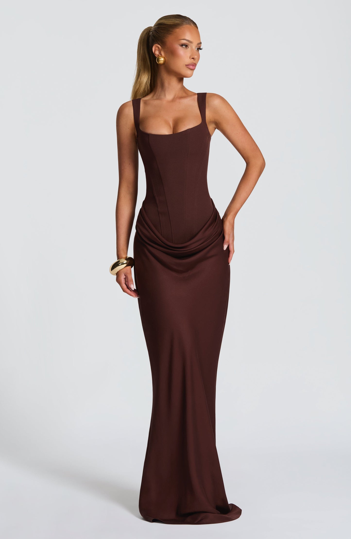 Zinnia | Women's Elegant Draped Square Neck Dress