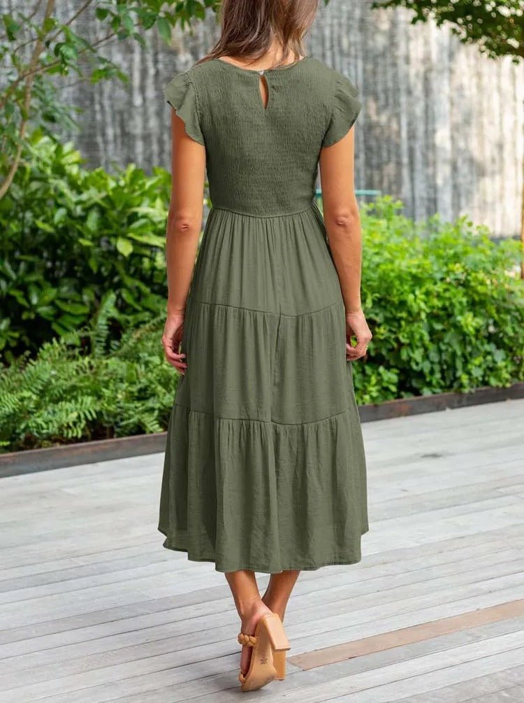 Ruby | Women's Casual Ruffled Sleeve Midi Dress