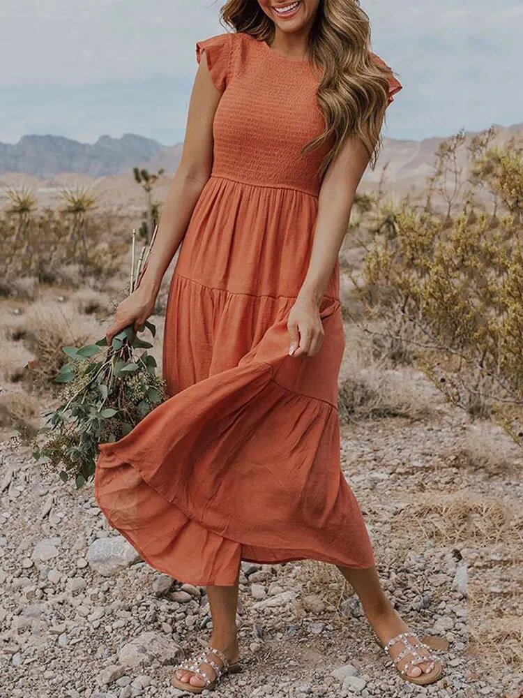 Ruby | Women's Casual Ruffled Sleeve Midi Dress