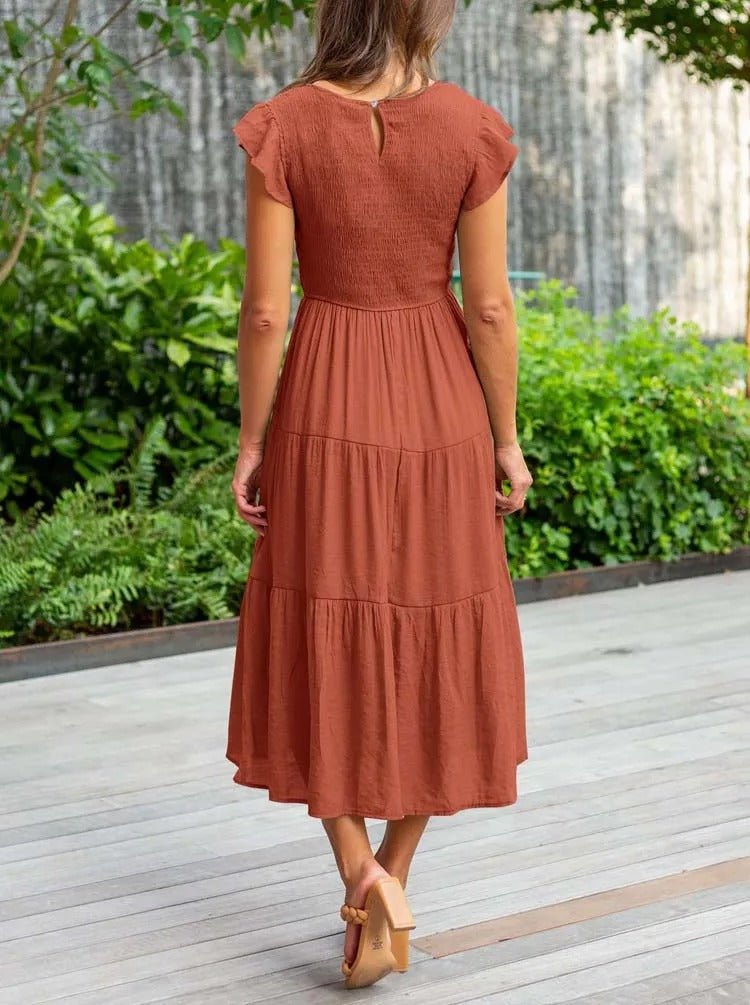 Ruby | Women's Casual Ruffled Sleeve Midi Dress