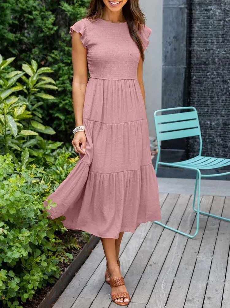 Ruby | Women's Casual Ruffled Sleeve Midi Dress