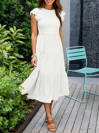 Ruby | Women's Casual Ruffled Sleeve Midi Dress