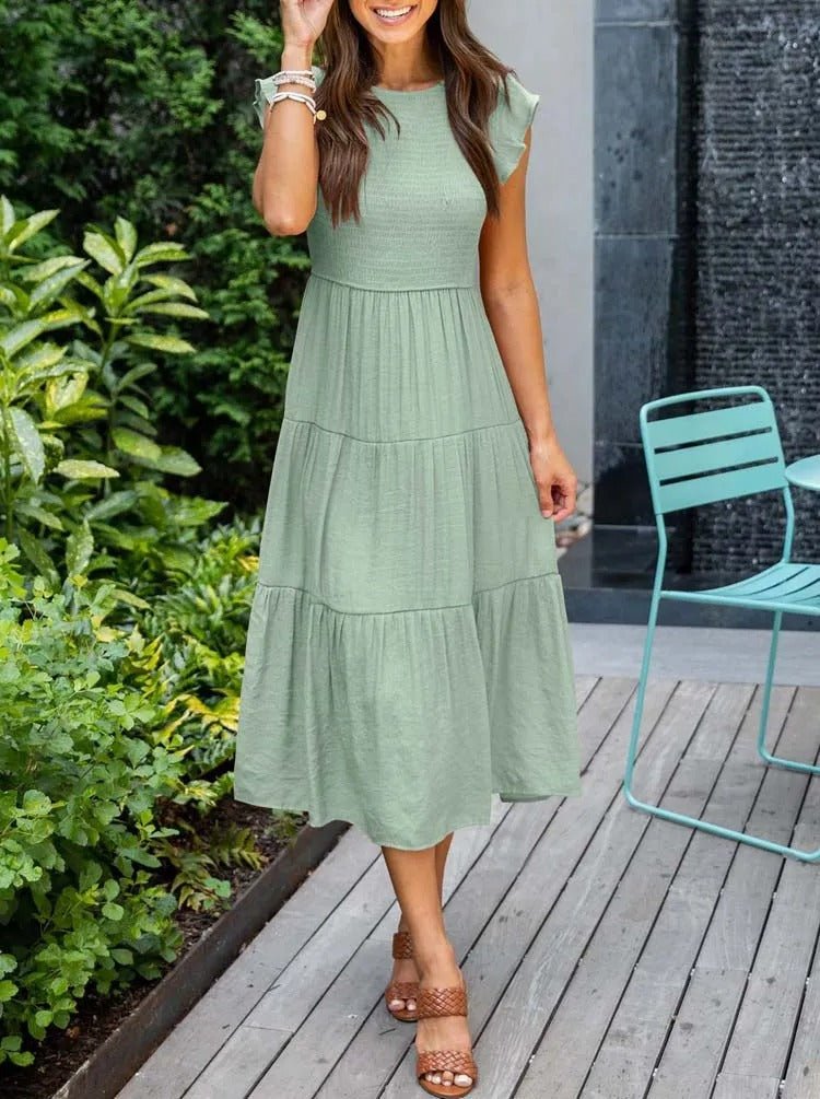 Ruby | Women's Casual Ruffled Sleeve Midi Dress