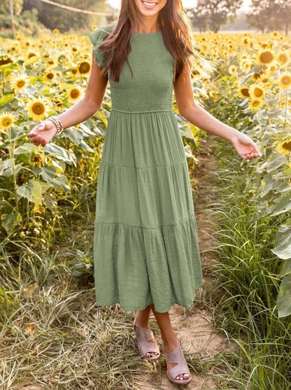 Ruby | Women's Casual Ruffled Sleeve Midi Dress