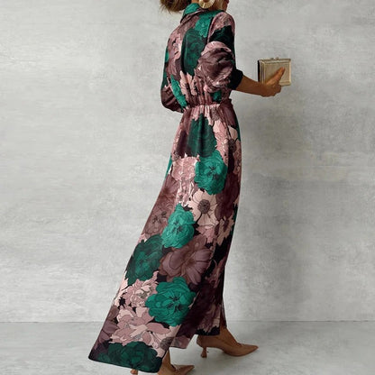 Payton | Women's Floral Belted Maxi Shirt Dress