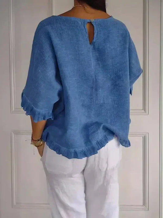 Sydney | Women's Summer Round Neck Linen Blouse
