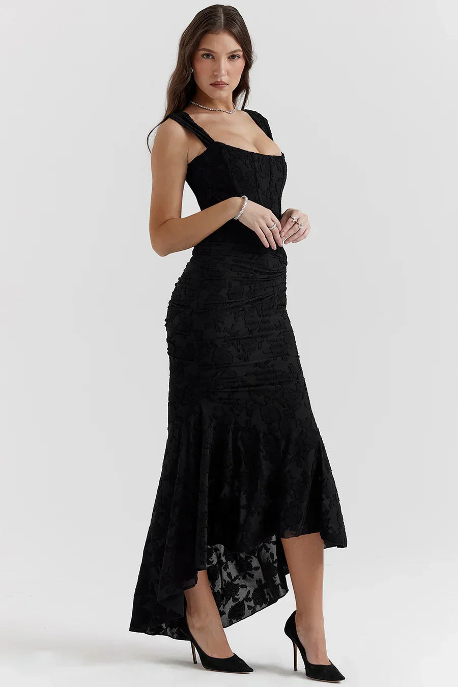 Briar | Women's Embroidered Asymmetrical Wedding Guest Dress