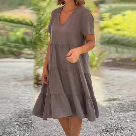 Kylie | Women's Linen V-neck Midi Dress