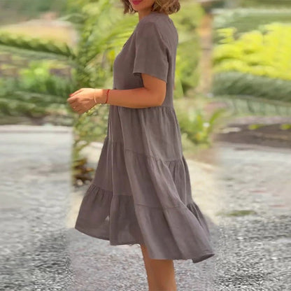 Kylie | Women's Linen V-neck Midi Dress