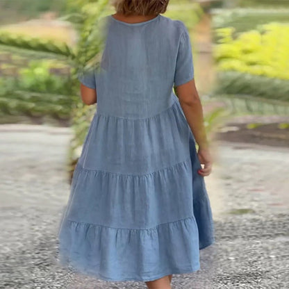 Kylie | Women's Linen V-neck Midi Dress