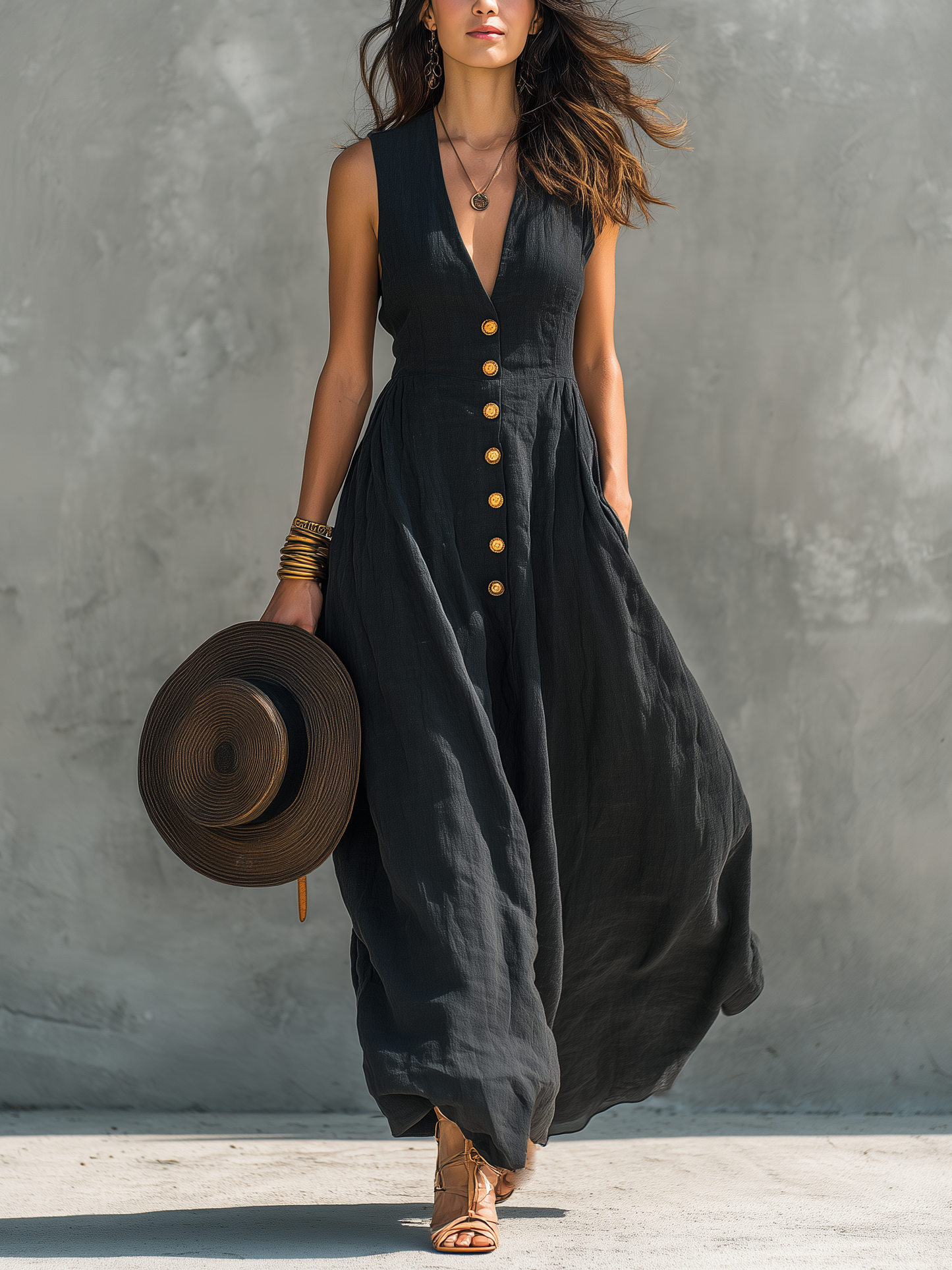Zella | Women's Casual V-Neck Maxi Dress