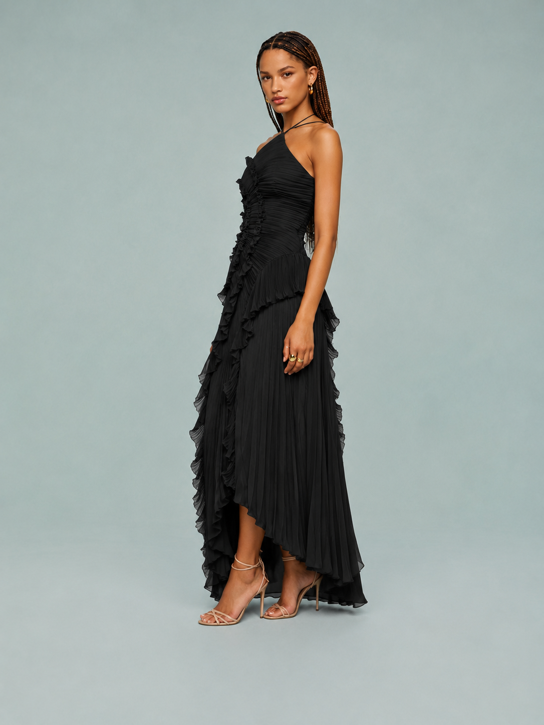 Elena | Women's Embroidered Halterneck Maxi Dress