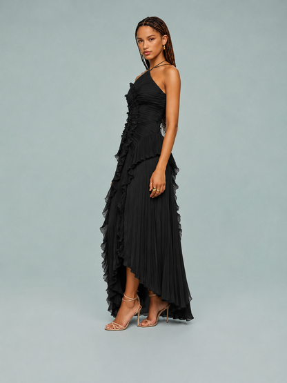 Elena | Women's Embroidered Halterneck Maxi Dress