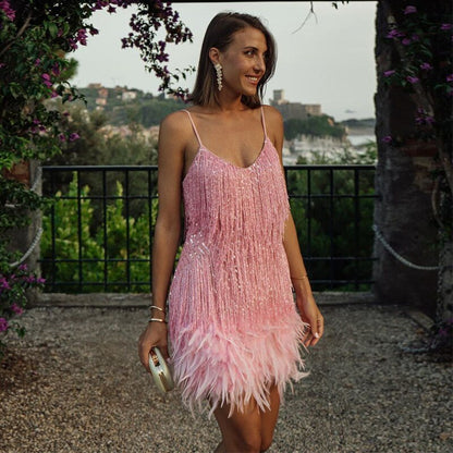 Daisy | Women's Festive Feather Cocktail Dress
