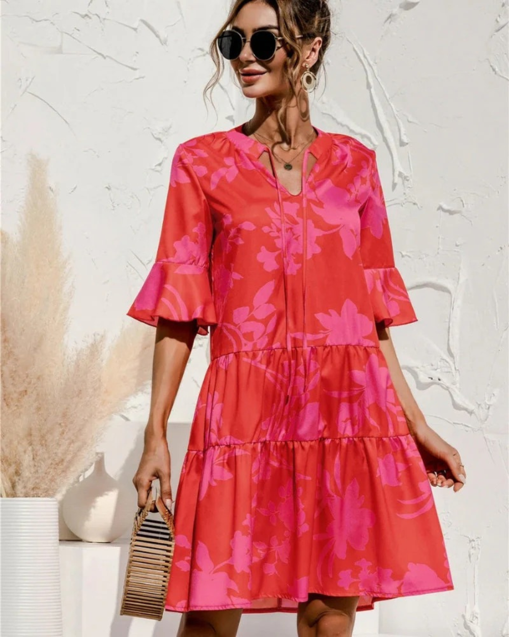 Rot Blumen-Print