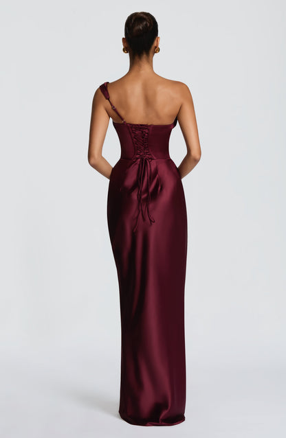 Evelyn | Women's Evening One Shoulder Satin Dress
