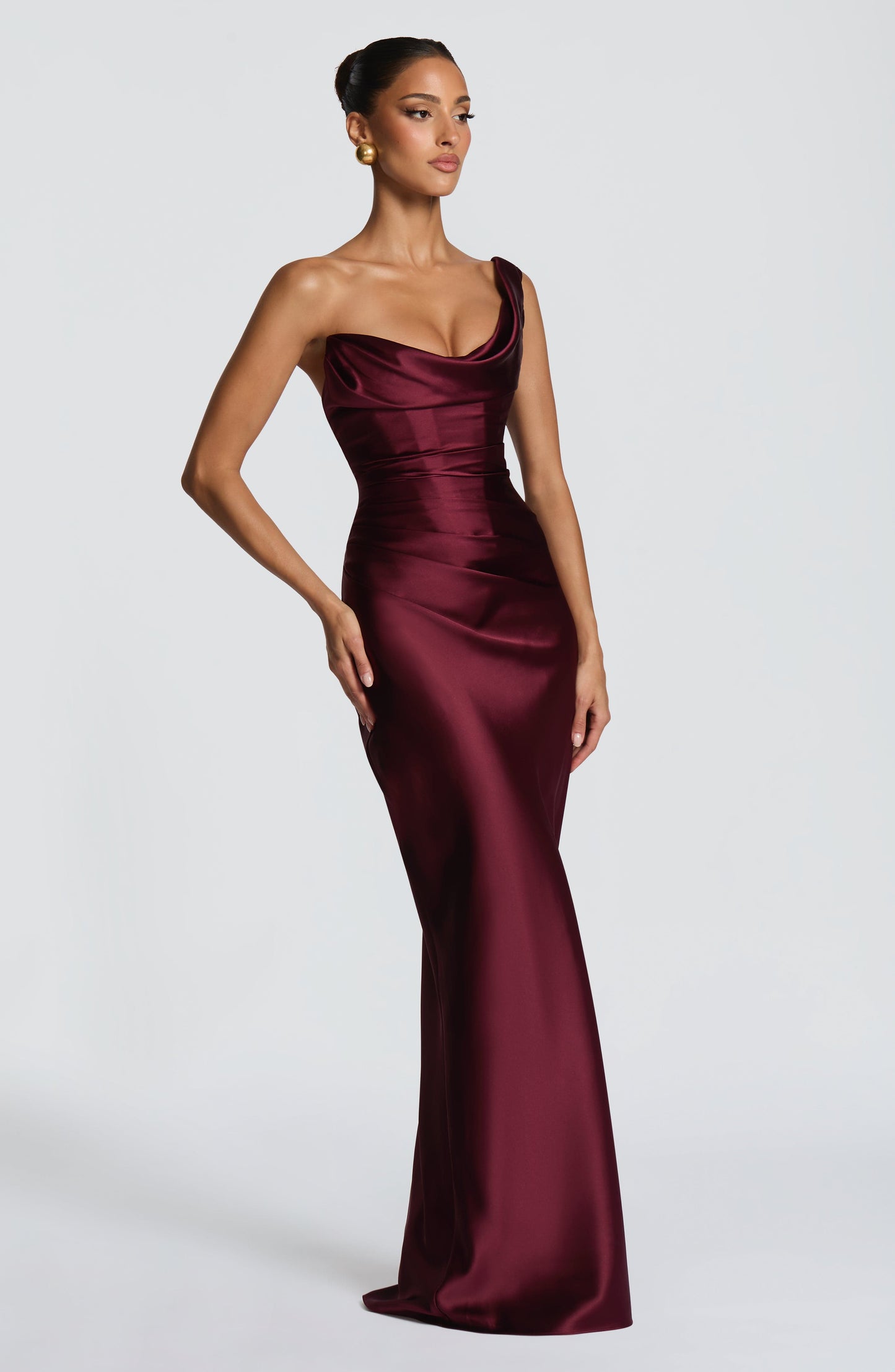 Evelyn | Women's Evening One Shoulder Satin Dress