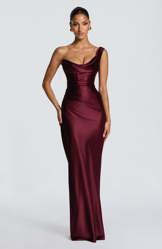Evelyn | Women's Evening One Shoulder Satin Dress