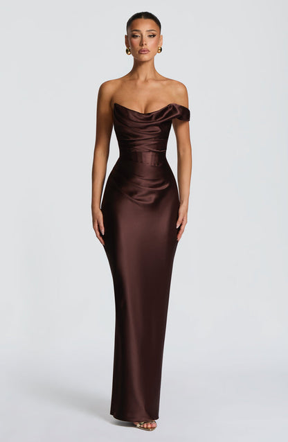 Evelyn | Women's Evening One Shoulder Satin Dress