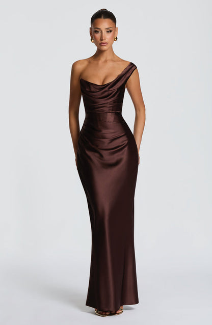 Evelyn | Women's Evening One Shoulder Satin Dress
